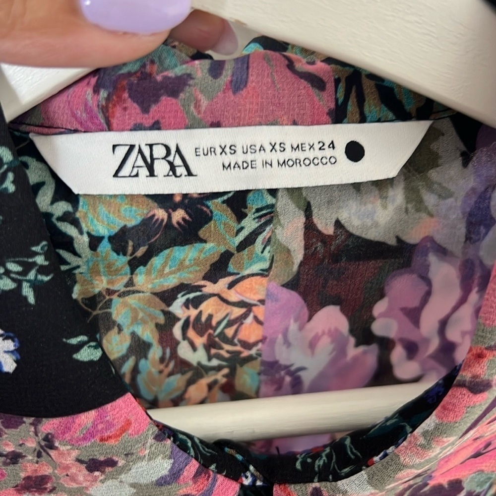 Zara Floral Patch Button Down Blouse - image 7